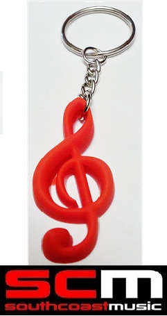MUSICAL NOTE TREBLE CLEF KEY RING CHAIN MUSICIAN GIFT KEYRING KEYCHAIN RED
