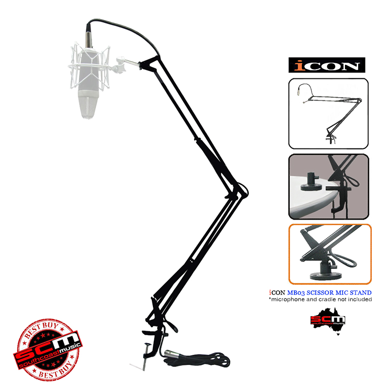 Icon Mb 03 Desk Mount Scissor Style Microphone Stand With 5m Xlr Xlr Mic Cable Free P H South Coast Music