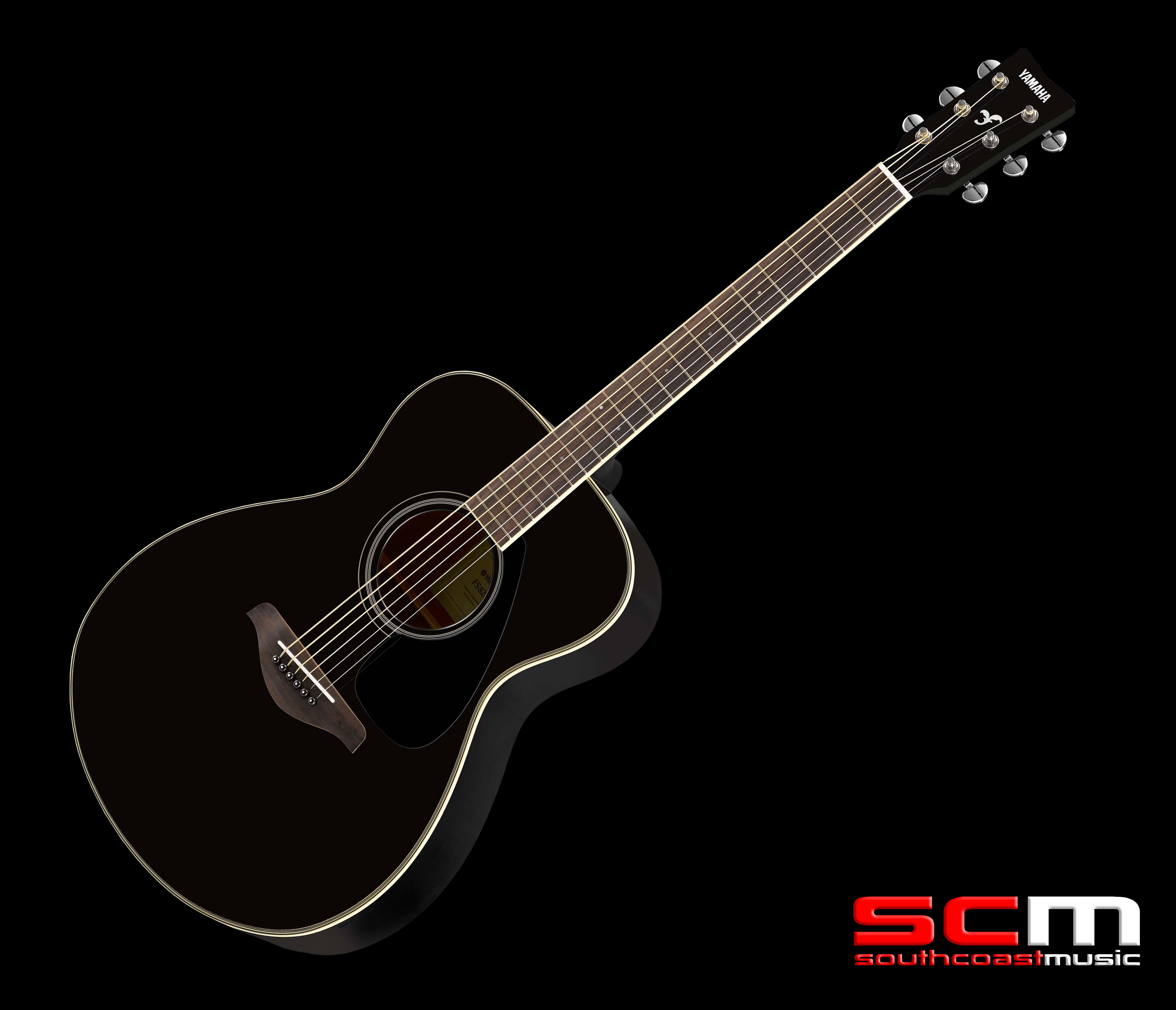 Yamaha FS820 Acoustic Guitar Black Finish - Solid Sitka Spruce Top ...