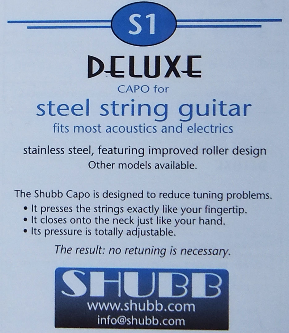 Capodastre guitare folk ou électrique Shubb USA S1